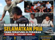 Nahkoda dan ABK Speedboat Selamatkan Pria yang Terapung di Perairan Punggur–Tanjung Uban