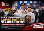 Momentum Kemerdekaan, Lapas Batam Serahkan Remisi kepada 918 orang Warga Binaan