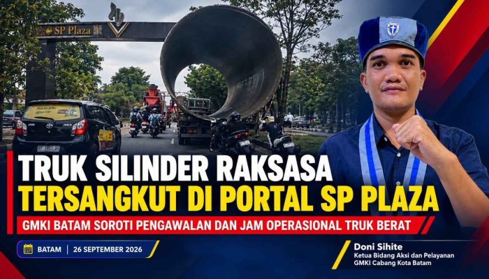 Truk Pengangkut Silinder Raksasa Tersangkut di Portal SP Plaza, GMKI Batam Soroti Pengawalan dan Jam Operasional Truk Berat