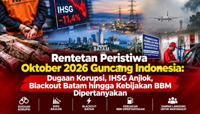 Rentetan pristiwa Okober 2026 Guncang Indonesia  Dugaan korupsi IHSG anjlok blackout batam hingga kebijakan BBM di pertanyakan