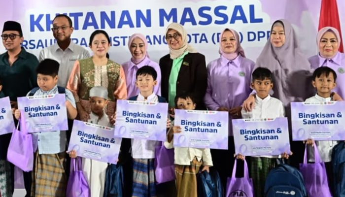 Hj  Euis Handayani istri Dasco Ahmad Pimpin Gerakan Sosial PIA DPR RI, Gandeng Pertamina Gelar Sunatan Massal untuk 100 Anak dalam Rangka HUT ke-80 DPR RI